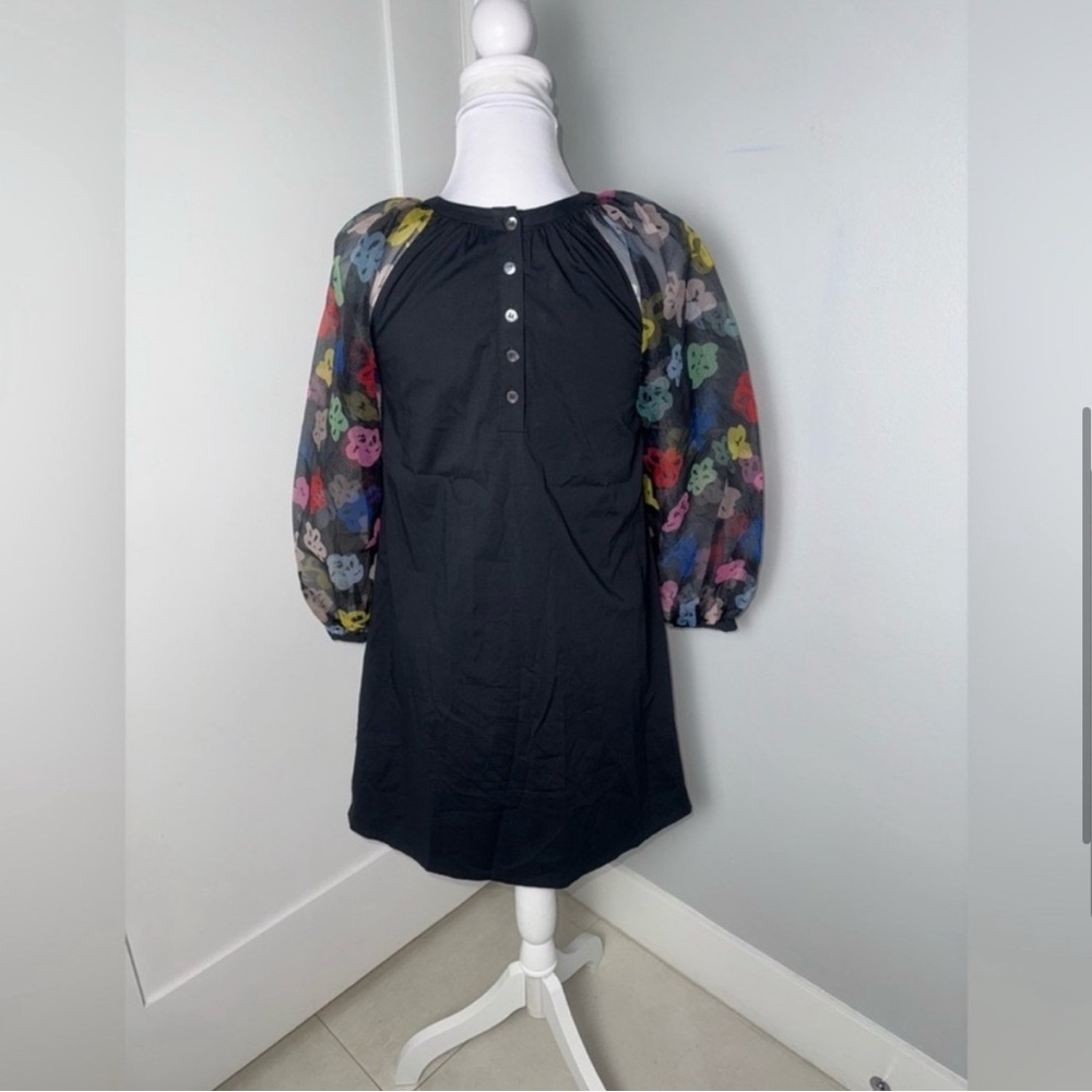 STAUD Toile Garden Black Dress with Multicolor Floral Sleeves - Picture 6 of 8